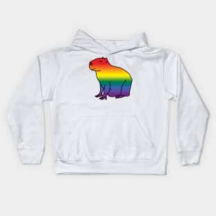 Rainbow Gradient Pride Capybara Kids Hoodie